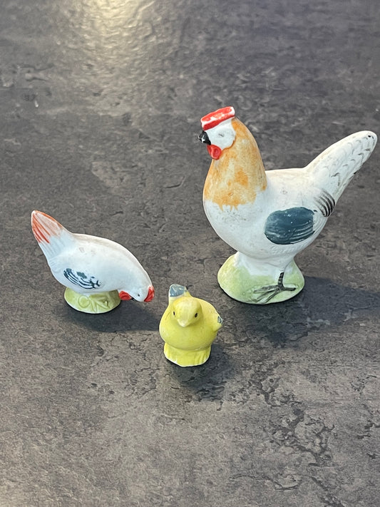 Set of 3 Porcelain Chickens
