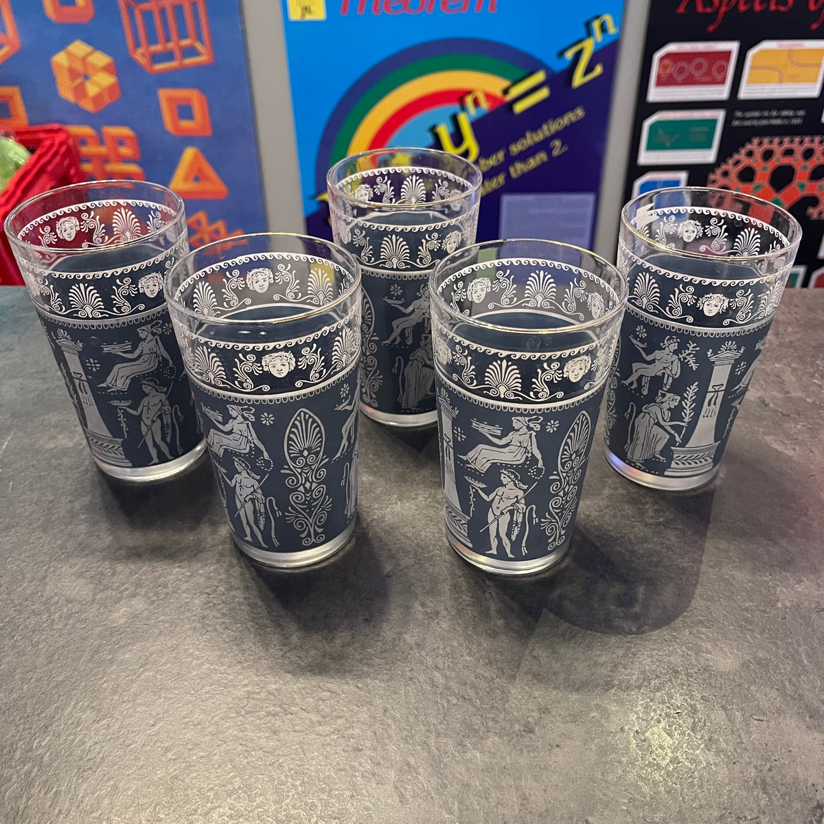Set of 5 Jeanette Glass Hellenic Tumblers
