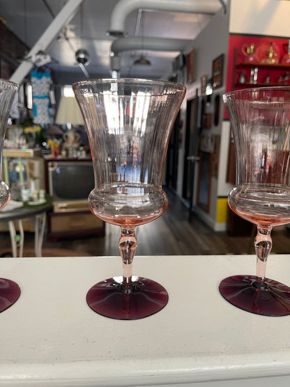 Set of 6 Utility Glassworks Pink Goblets
