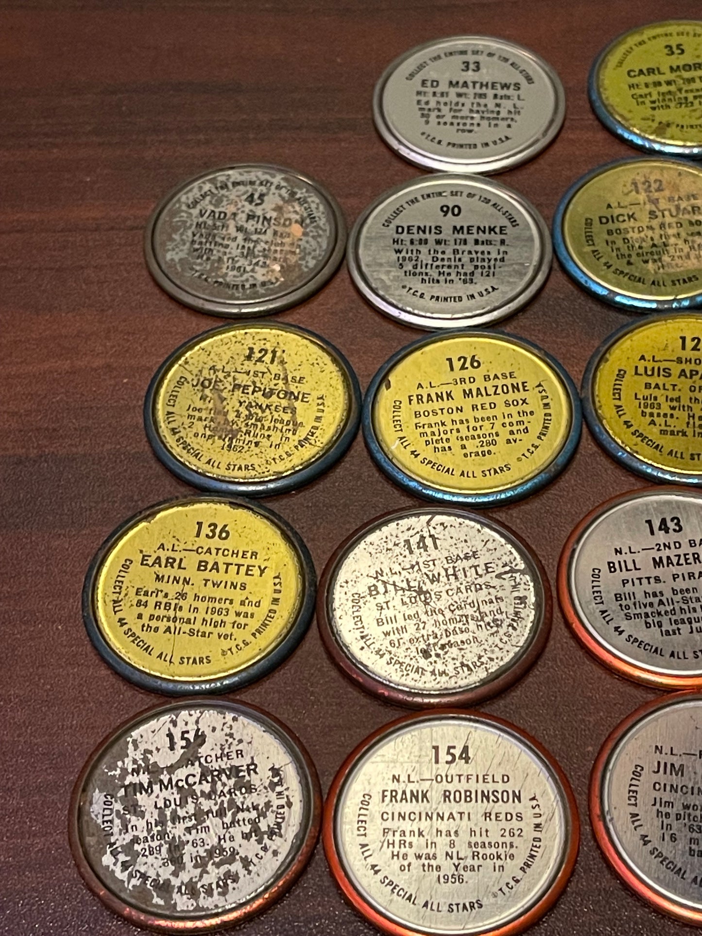 Lot of 18 Topps Baseball Coins 1964