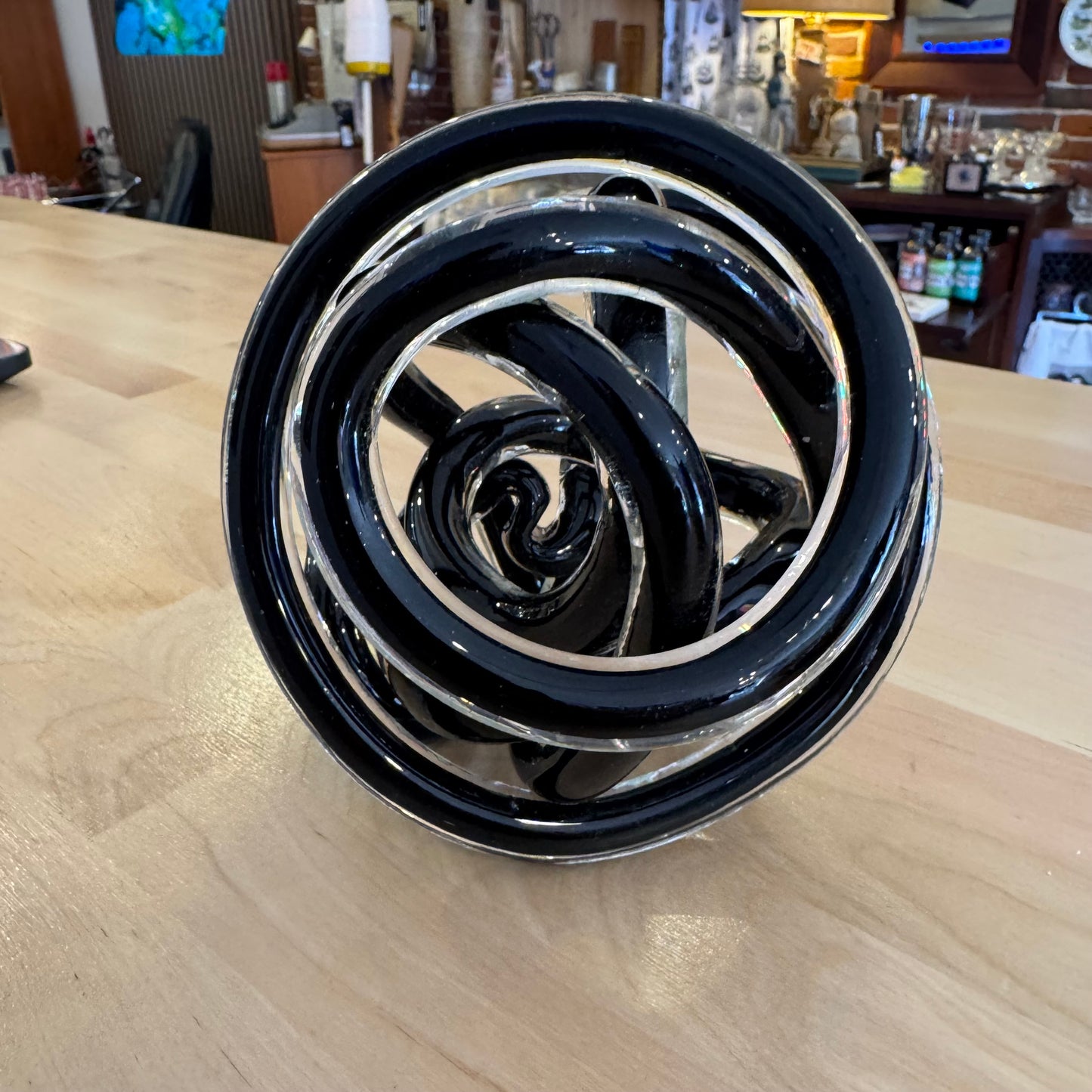 Black Blown Glass Art Piece 6"