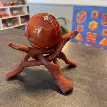 Red Carnelian Sphere with Stand