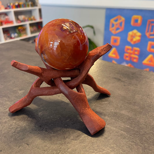 Red Carnelian Sphere with Stand
