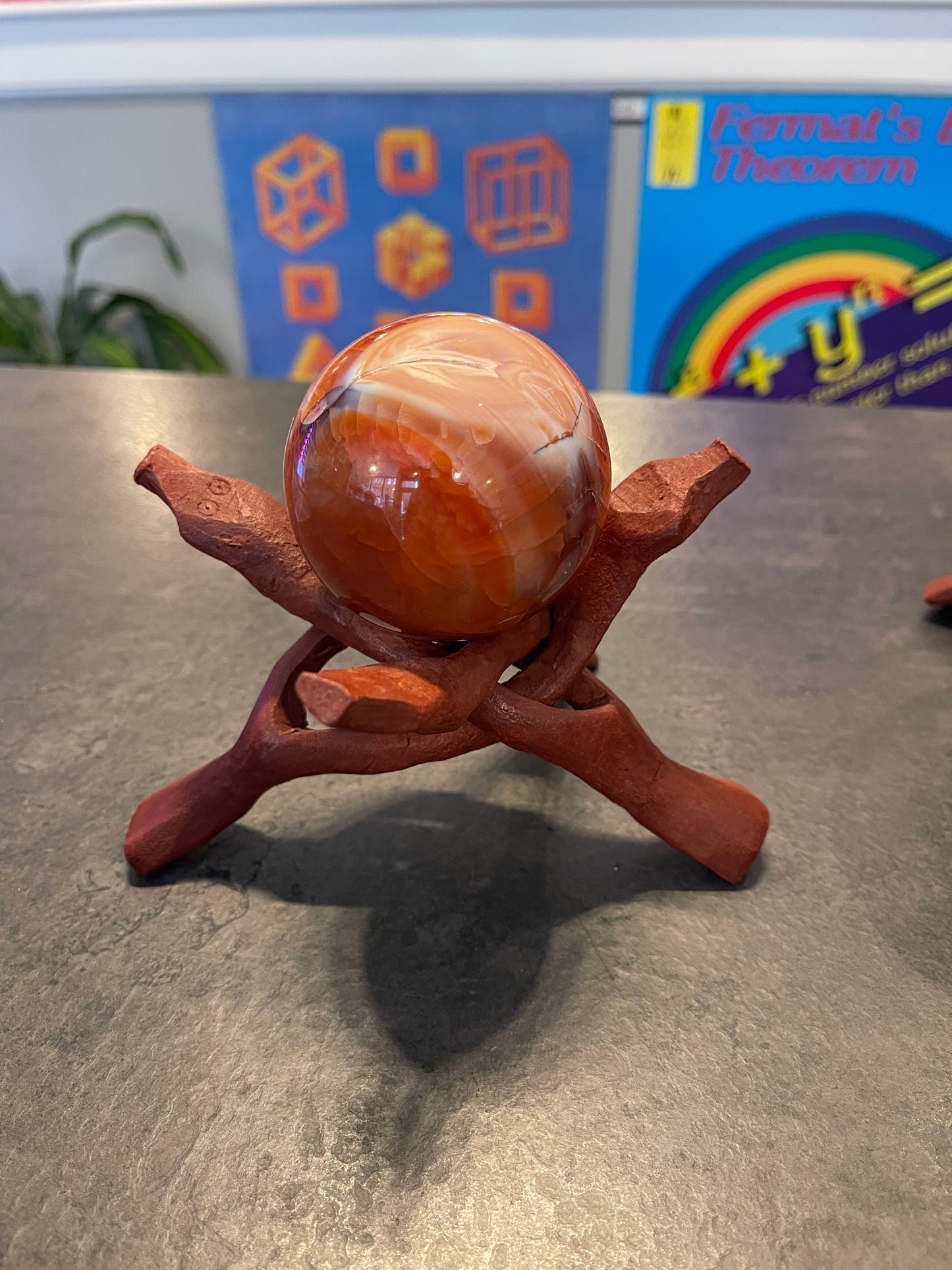 Red Carnelian Sphere with Stand
