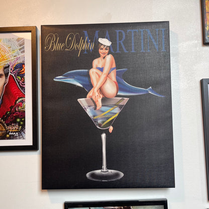 Blue Dolphin Martini Canvas