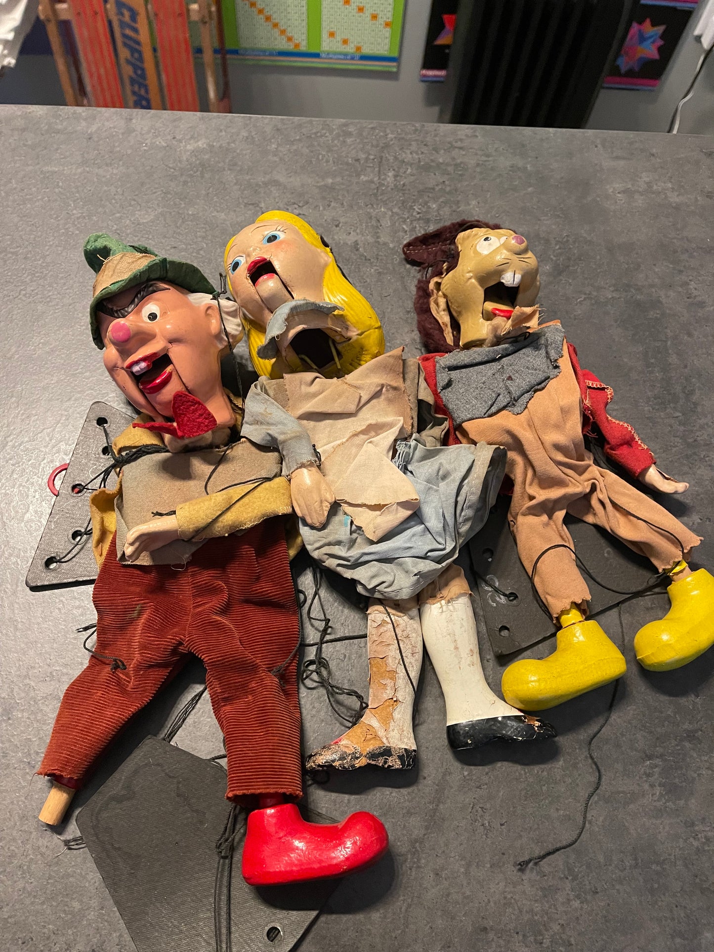 Set of 3 Peter Puppet Alice and Wonderland Marionettes