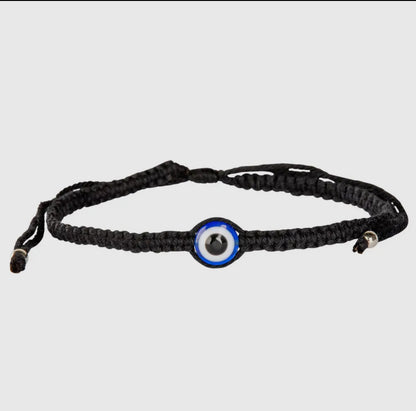 Black Evil Eye Pull Tie Bracelet