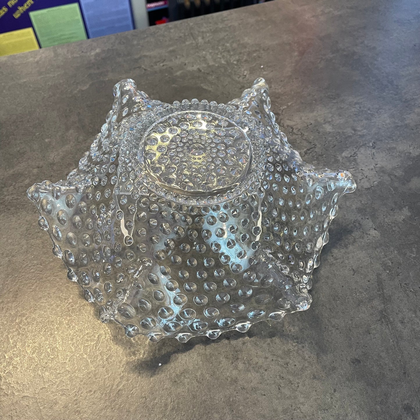 Duncan Miller Glass Hobnail Ruffle Bowl