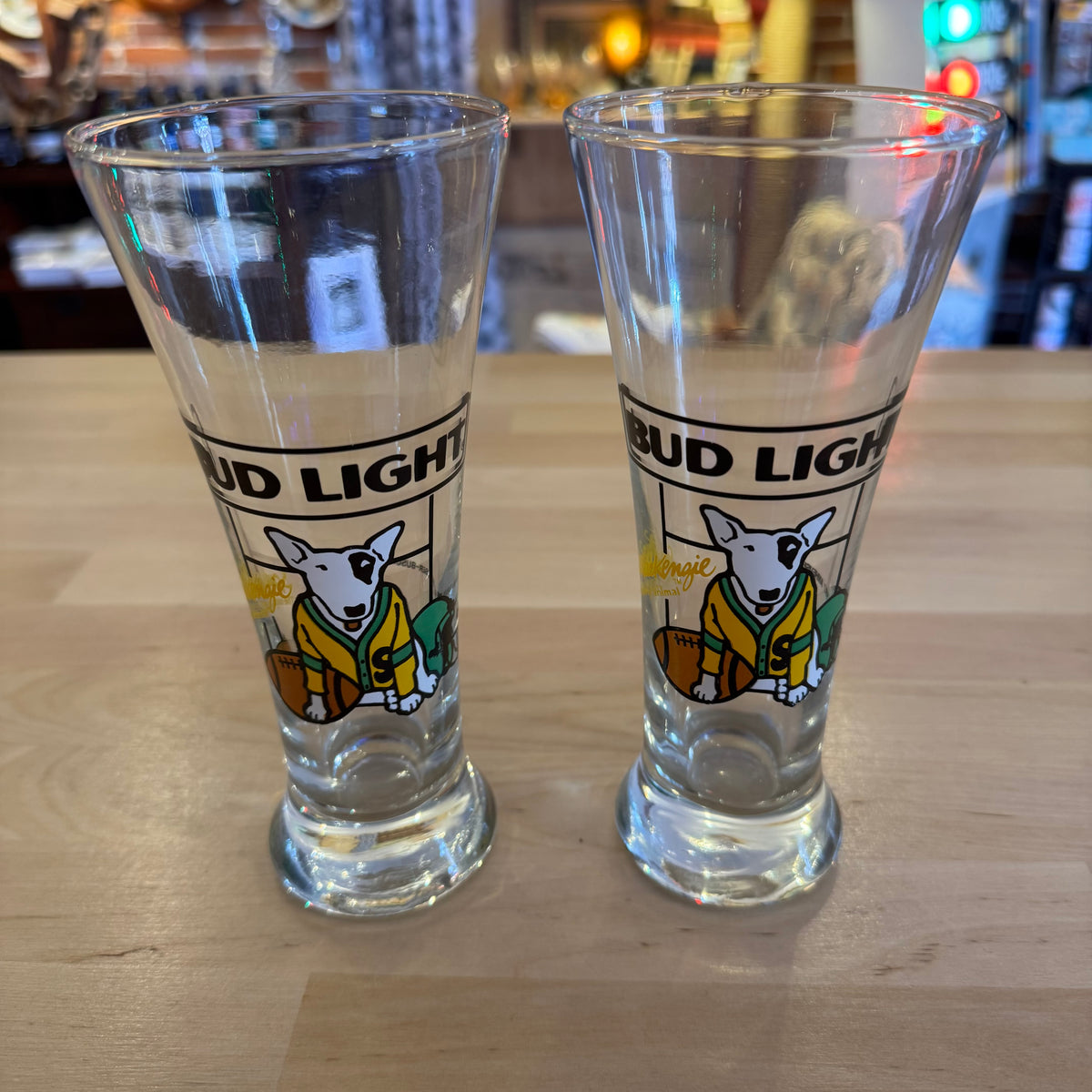 Pair Spuds Mackenzie Football Pilsner Glasses