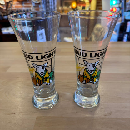 Pair Spuds Mackenzie Football Pilsner Glasses