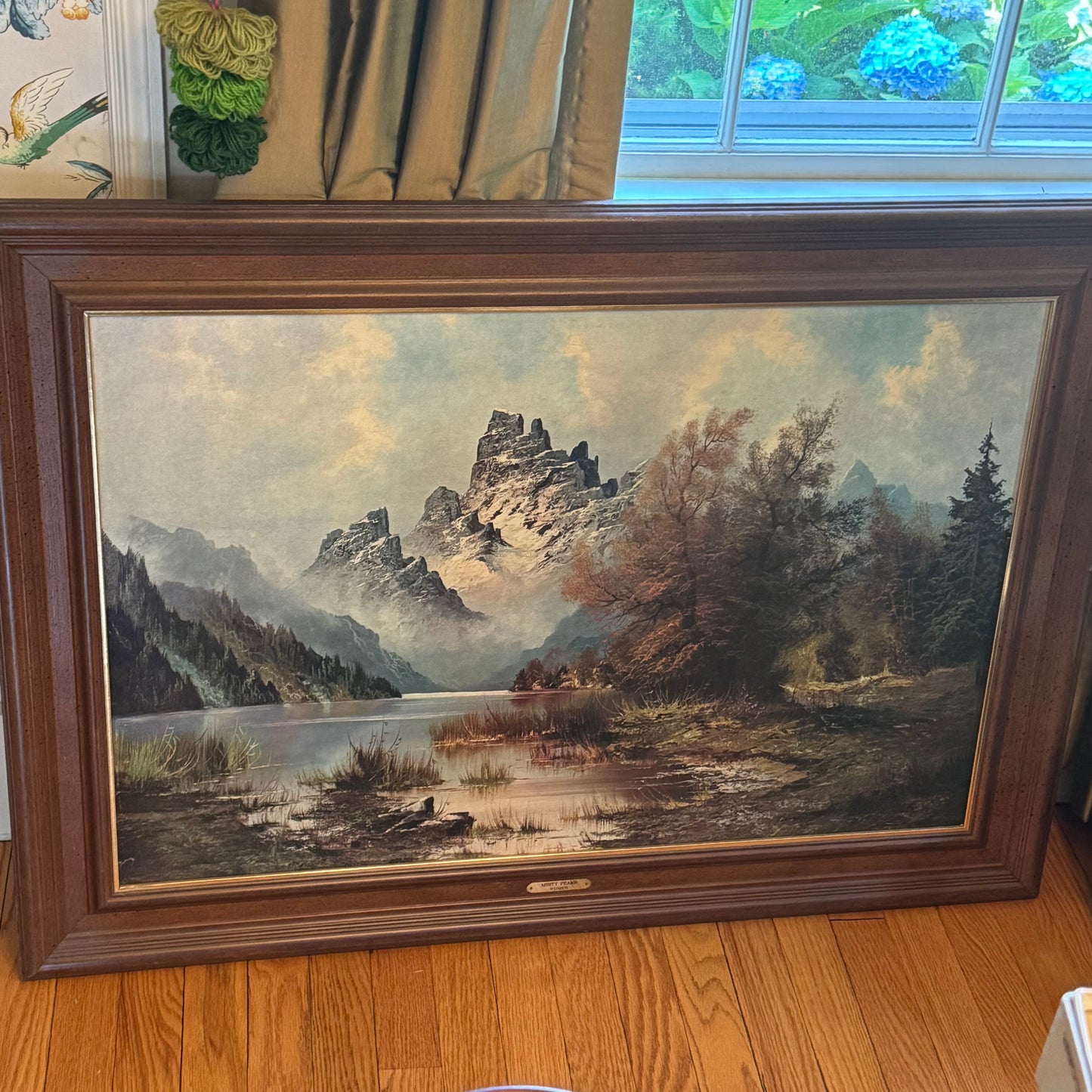 Vintage Martin Wijmer "Misty Peaks" Framed Oil Print on Board