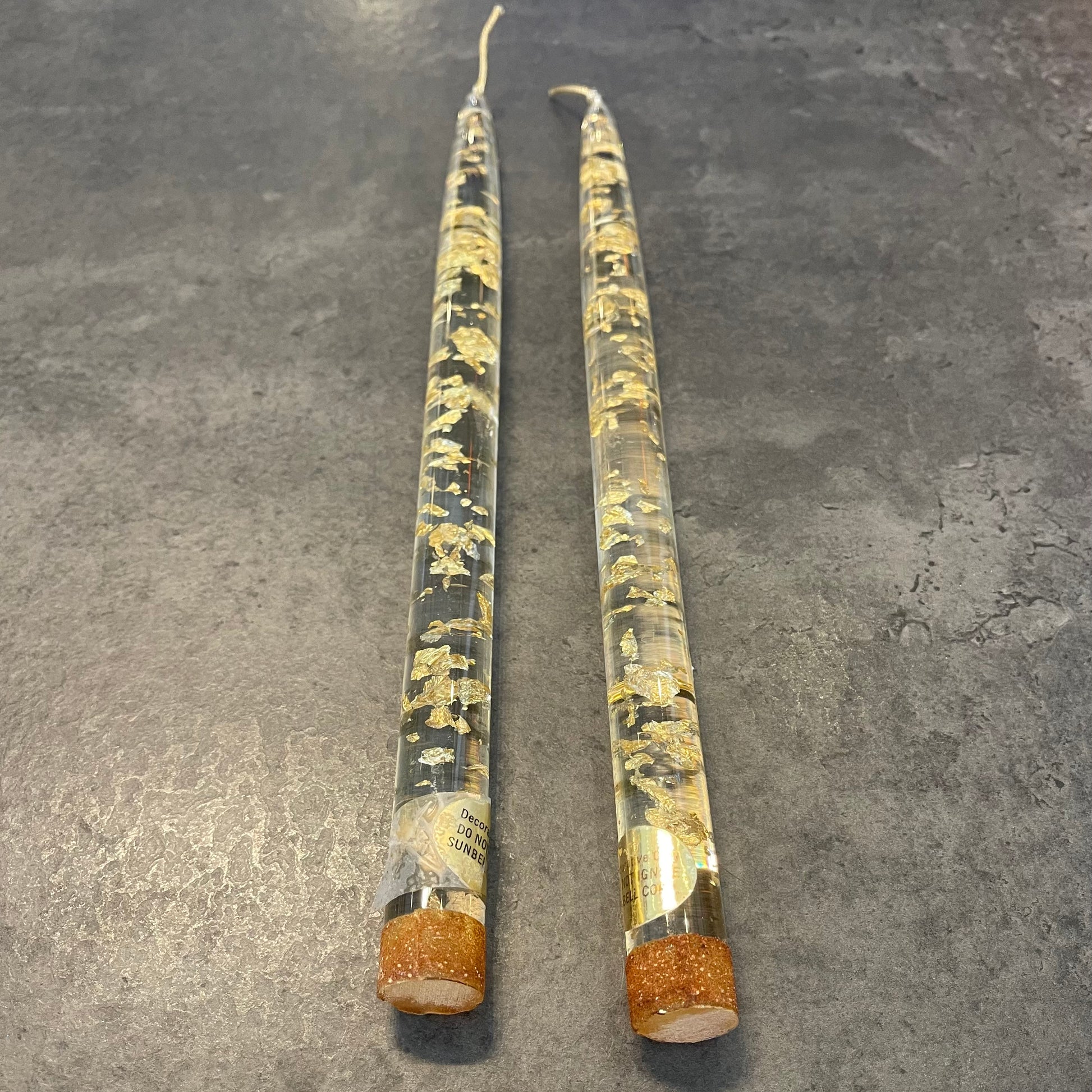 Pair of Lucite Gold Fleck Candles