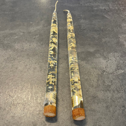 Pair of Lucite Gold Fleck Candles