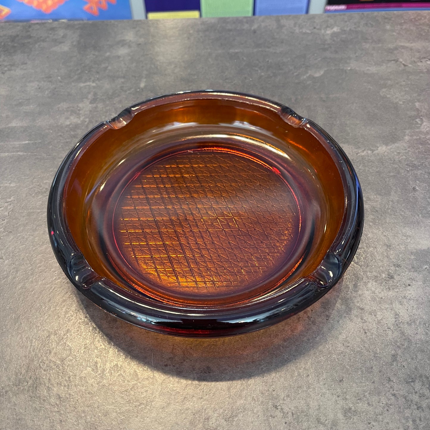 Amber Glass Ashtray