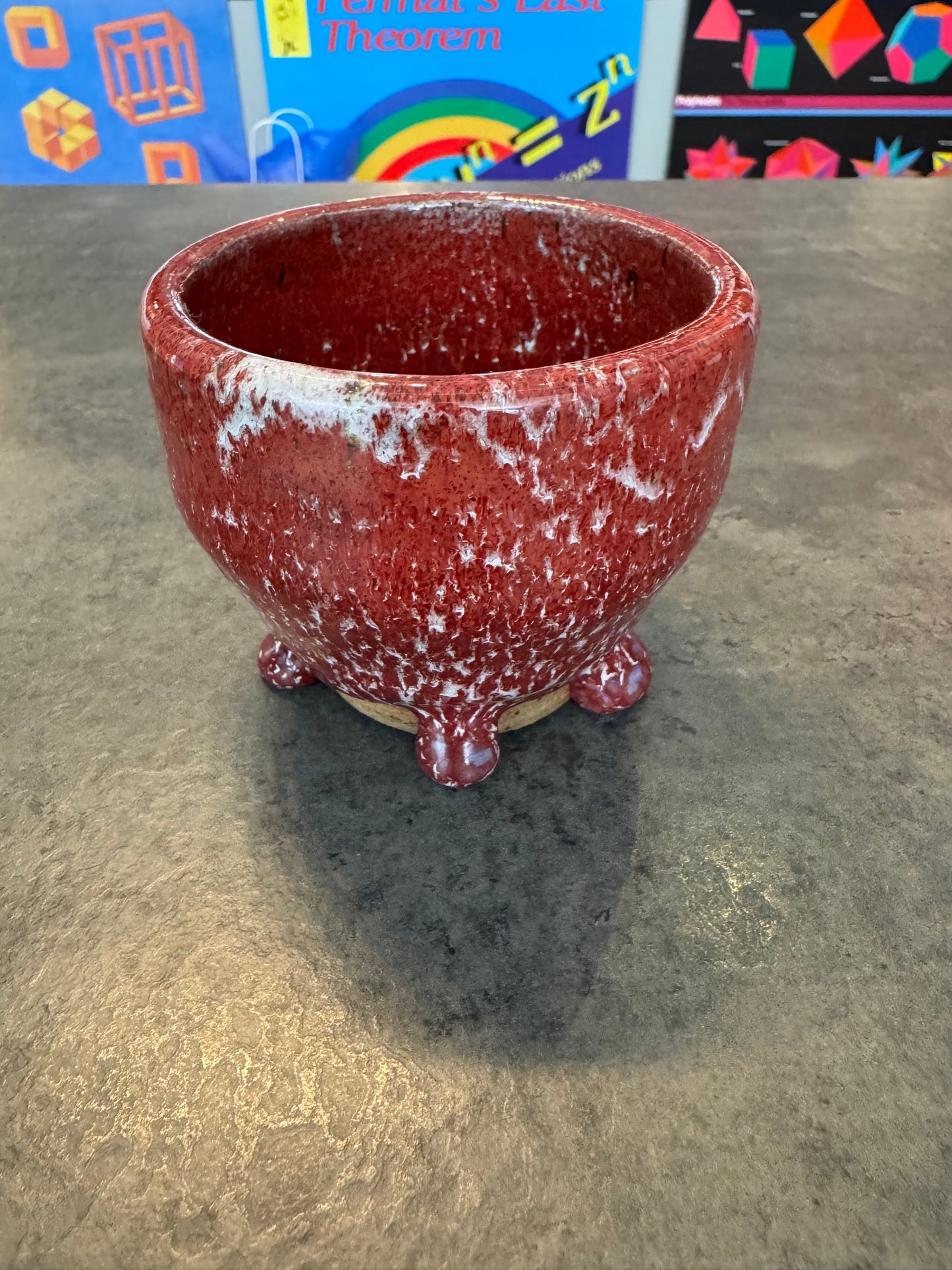 Glazed Pottery Bowl Signed PJ 3"