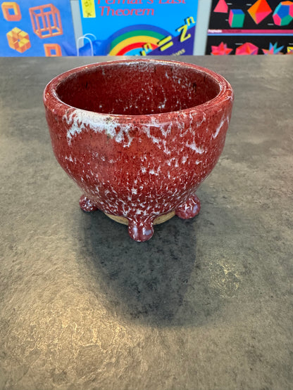 Glazed Pottery Bowl Signed PJ 3"