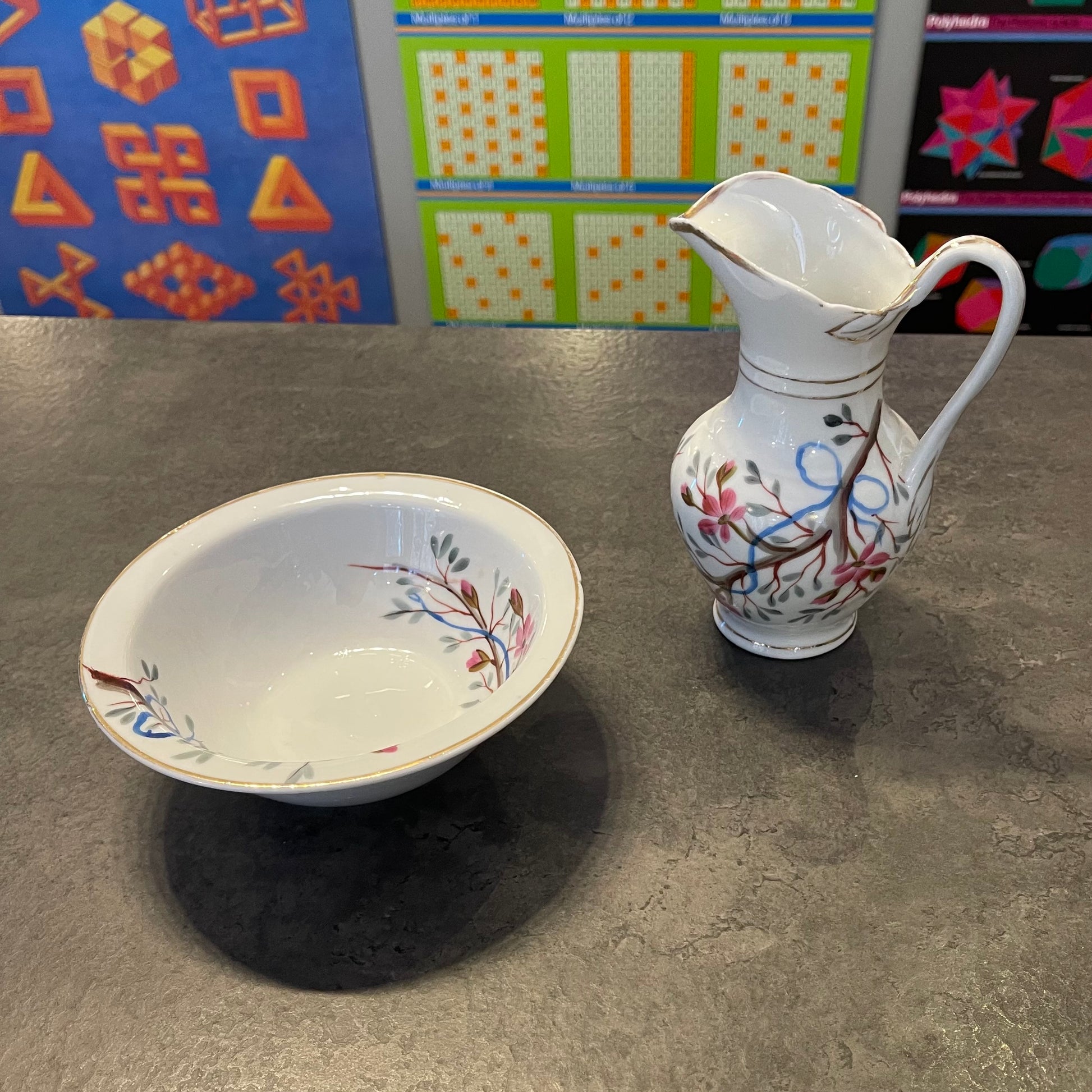 Small Porcelain Pitcher with Basin Set