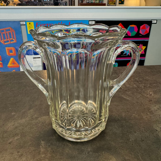 Two Handled Clear Glass Vase 6"