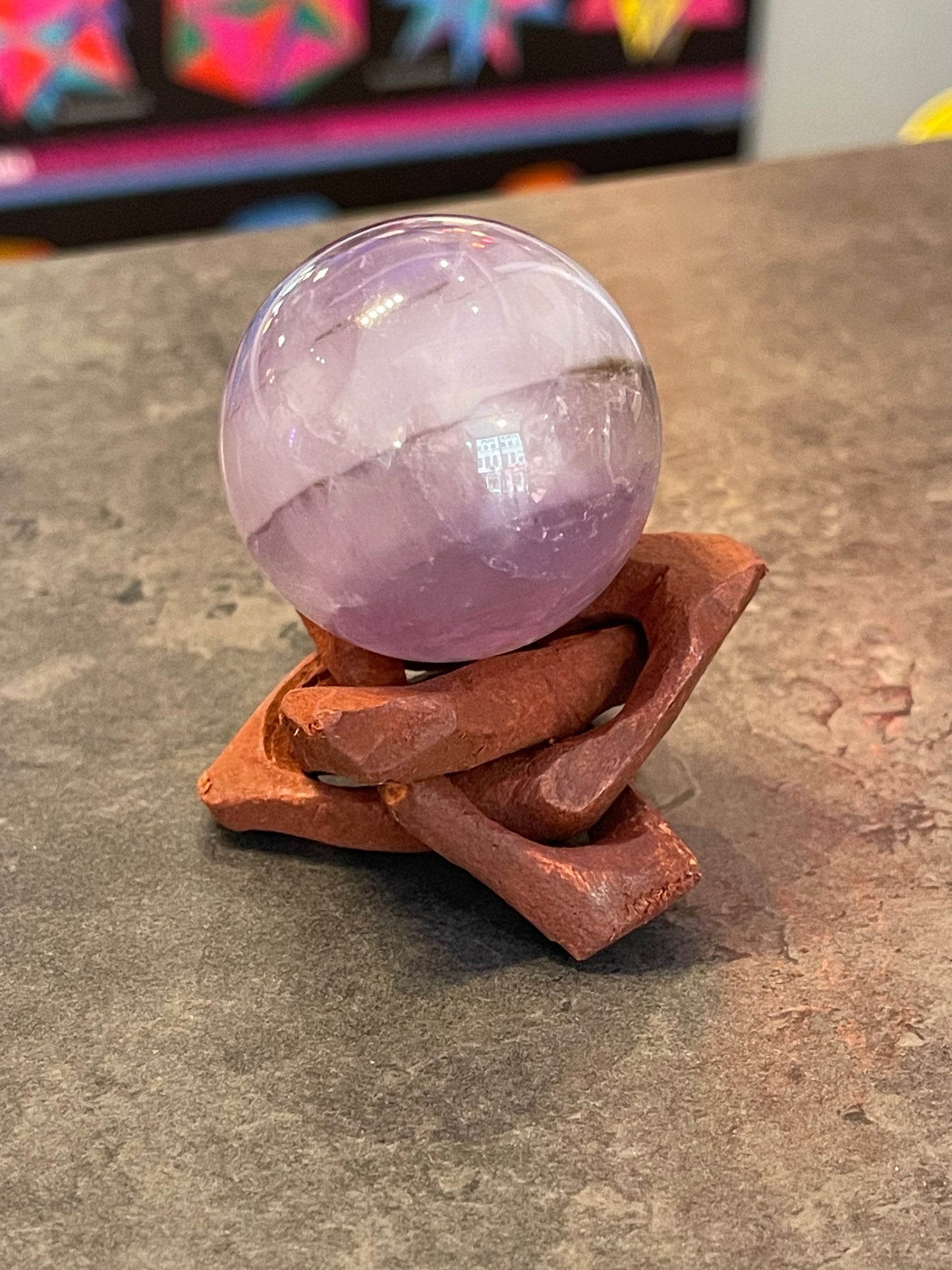 Crystal Spheres on Wooden Stands