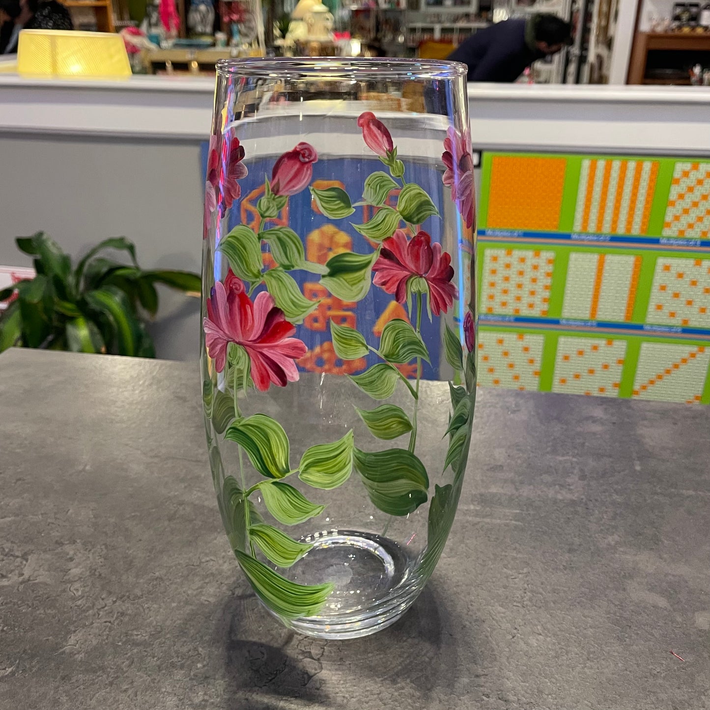 Hand Painted Glass Vase
