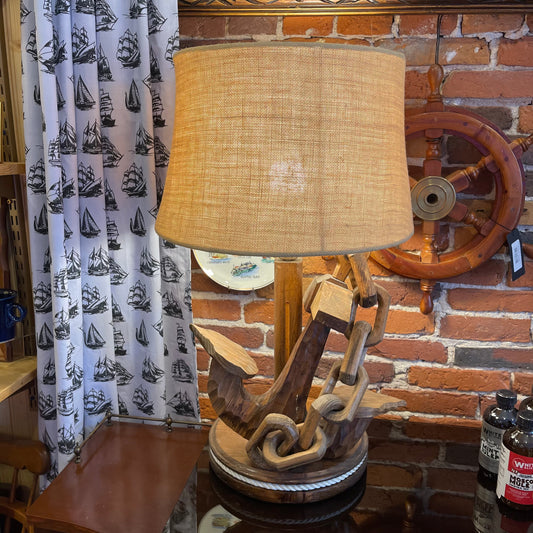 Carved Wood Anchor Lamp