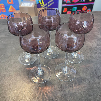 Set of 5 Amethyst Wine Glasses