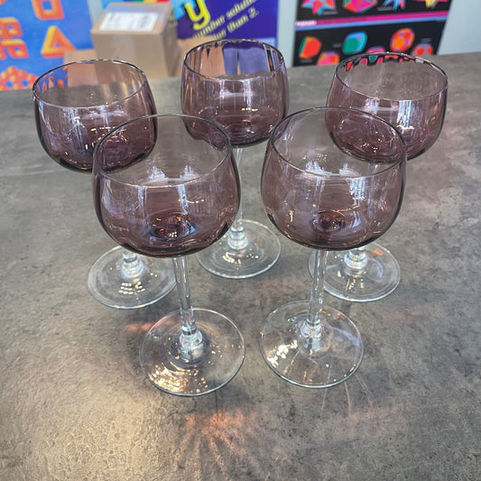 Set of 5 Amethyst Wine Glasses