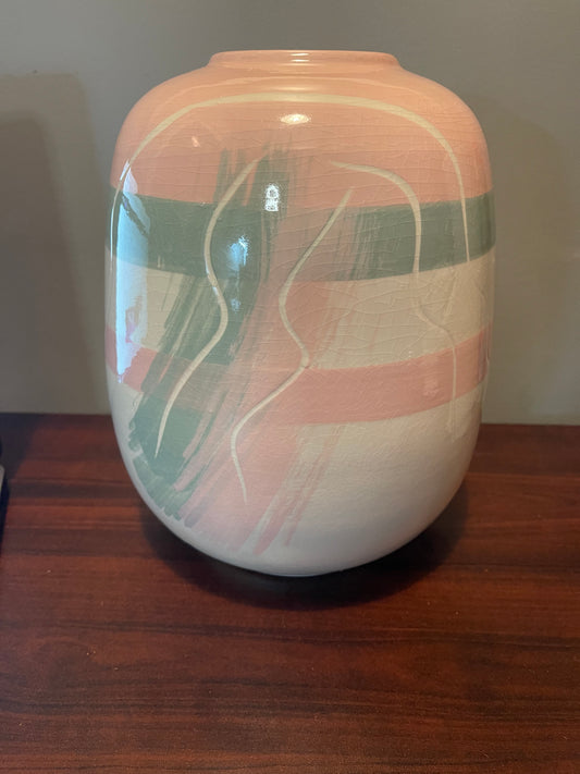 Pink and Green Ceramic Vase