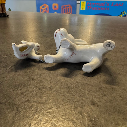 Circus Dog and Puppy on Chain Figurines
