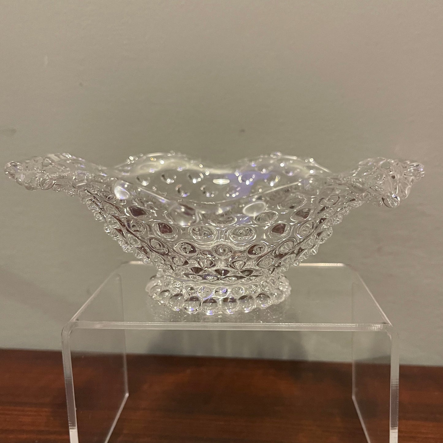 Duncan Miller Glass Ruffled Hobnail Candy Dish