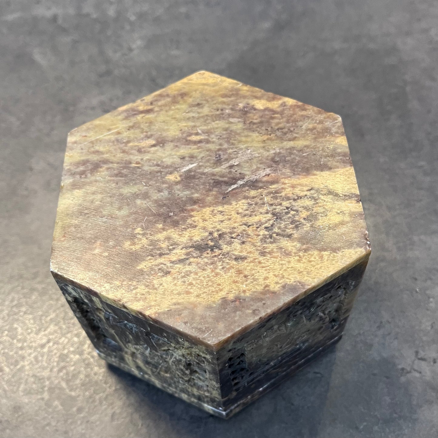 Soapstone Hexagonal Elephant Box