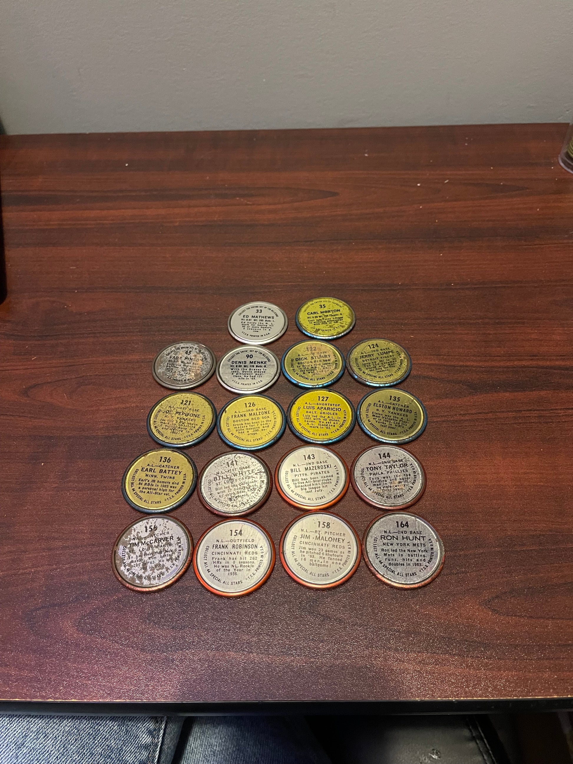 Lot of 18 Topps Baseball Coins 1964