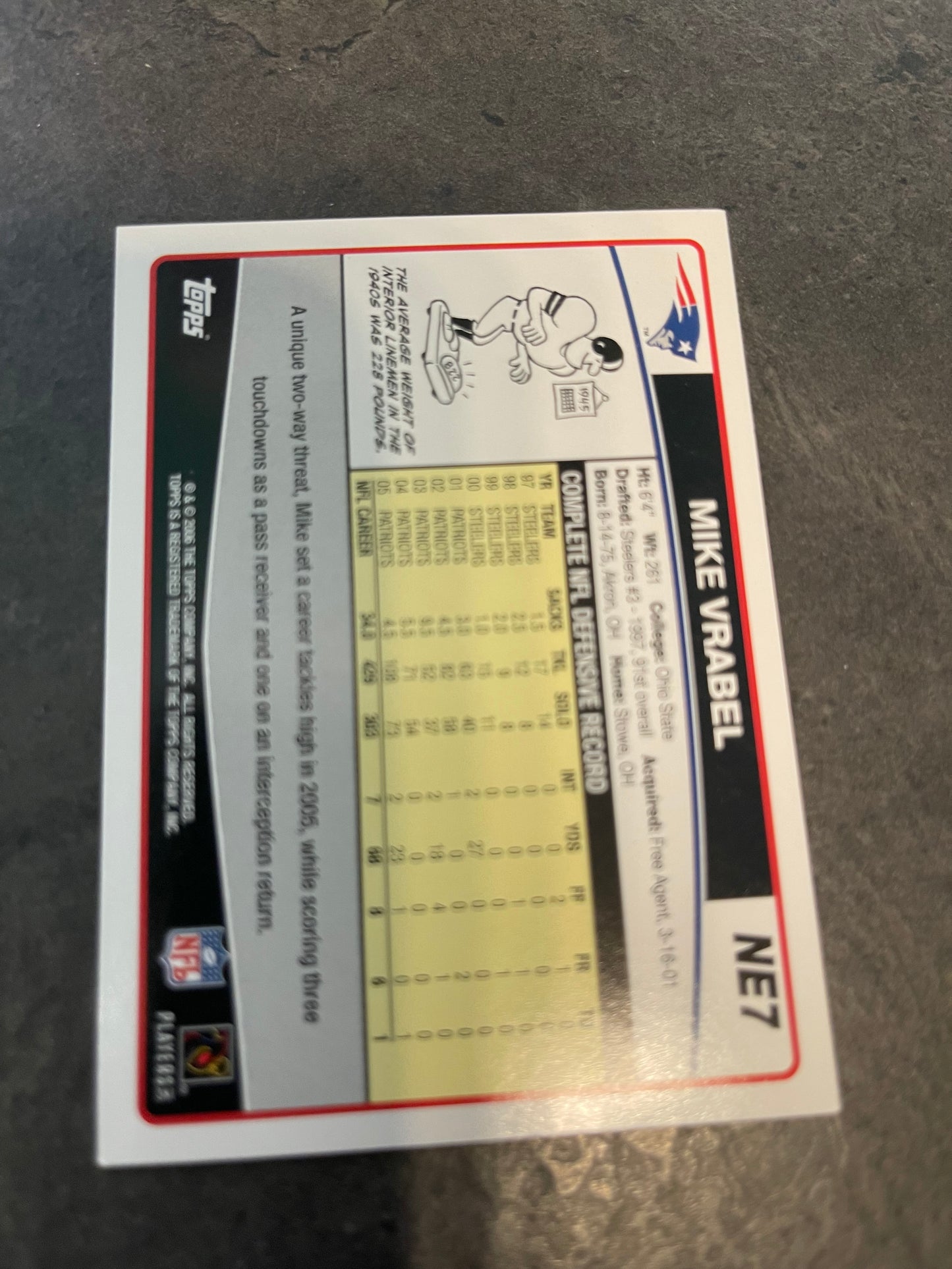 2006 Framed Mike Vrabel Card