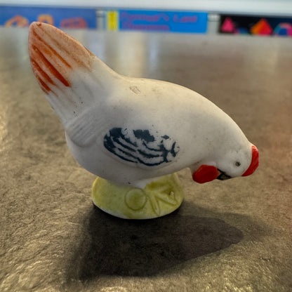 Porcelain Rooster and Chicken Figurines