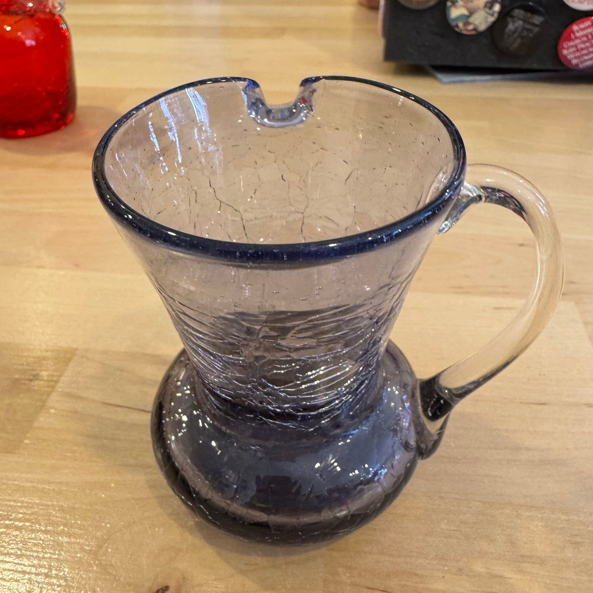 Purple Crackled Glass Creamer