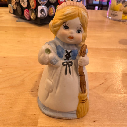 Jasco Porcelain Bell Girl with Broom