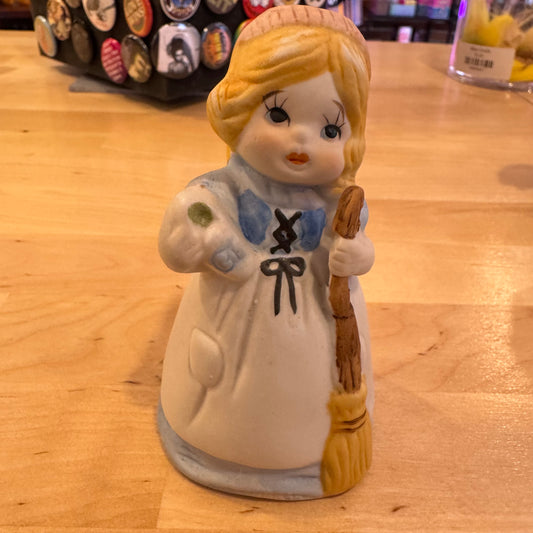 Jasco Porcelain Bell Girl with Broom