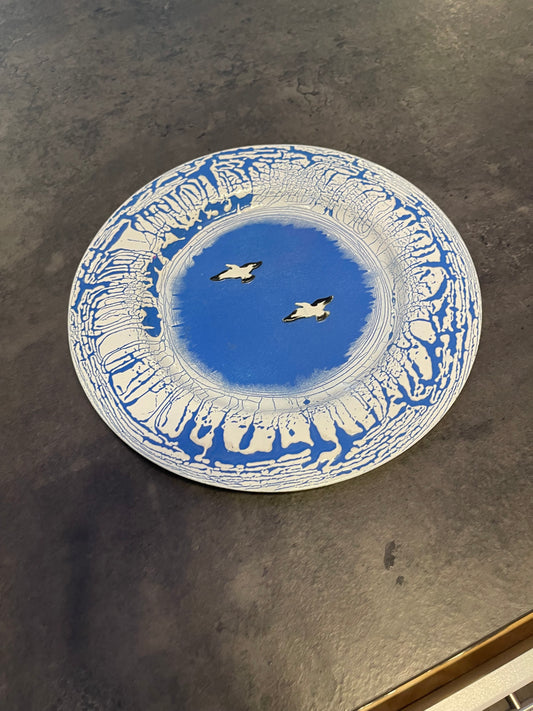 Copper on Enamel Seagull Plate