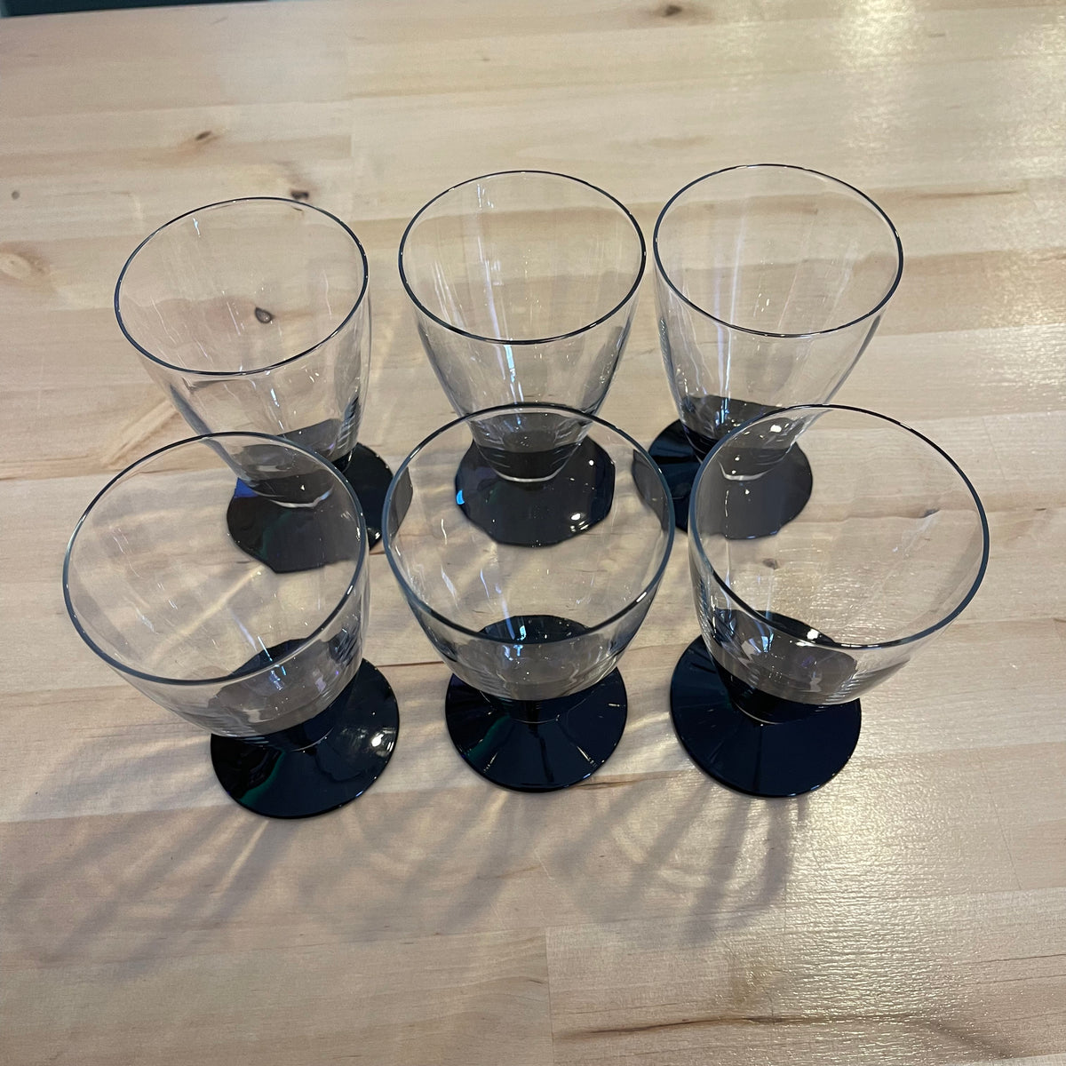 Set of 6 Black Footed Goblets
