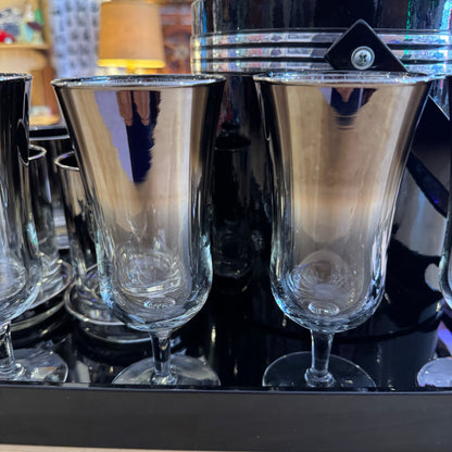 Set of 17 Black and Silver MCM Bar Set