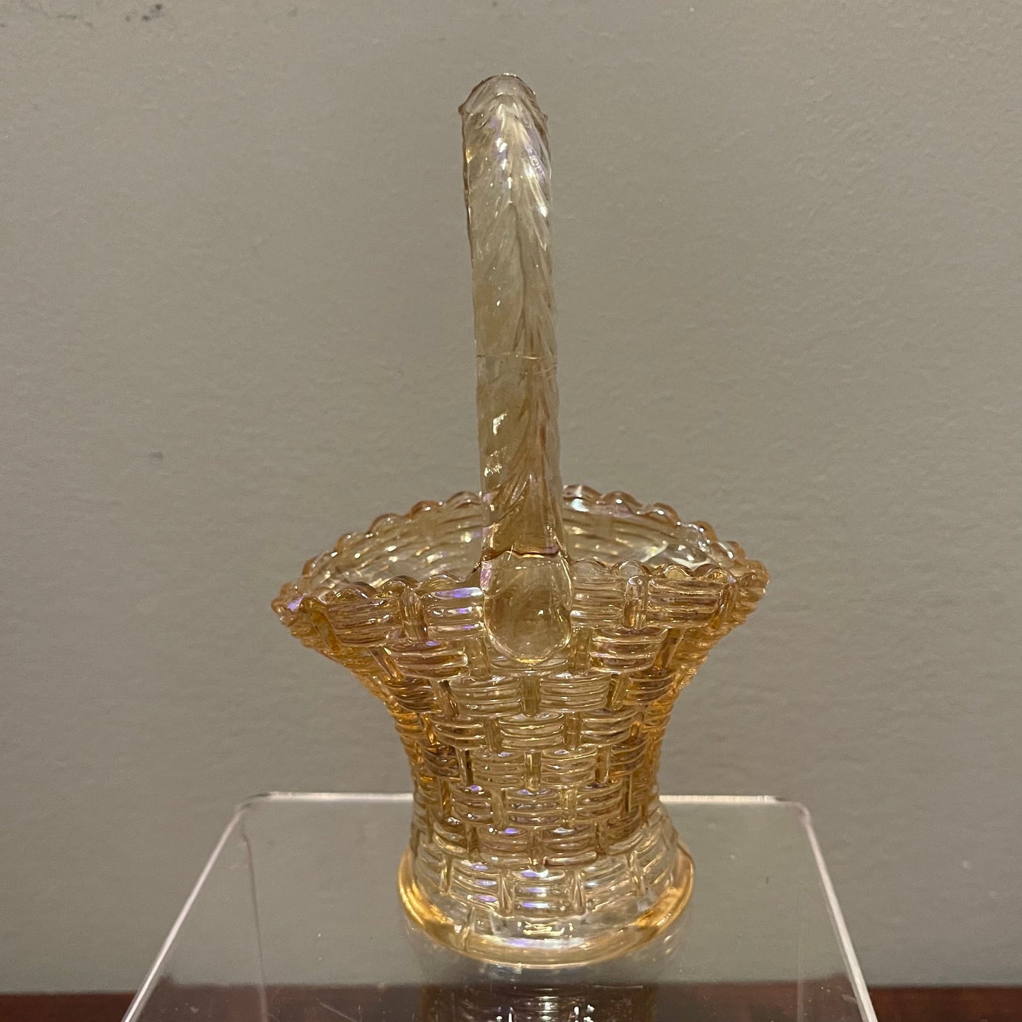 Marigold Carnival Glass Basket