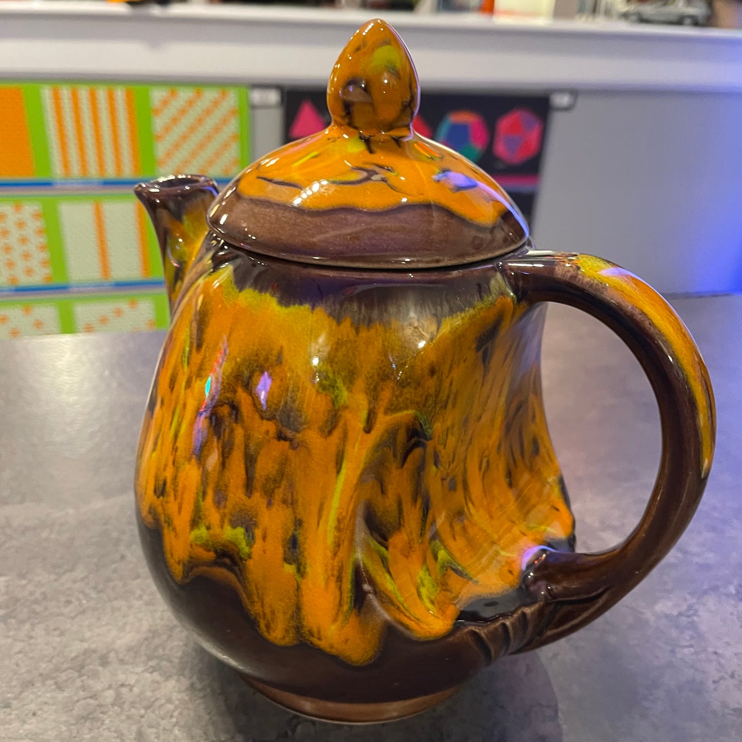 Brown and Orange Glazed Teapot