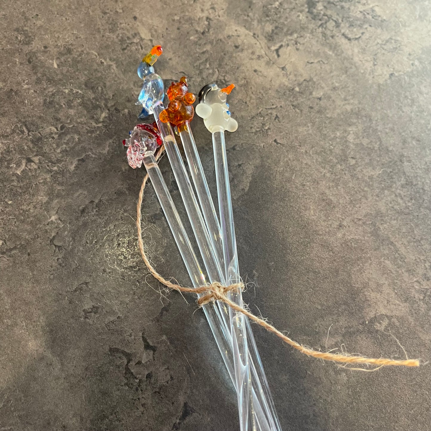 Set of 4 Glass Drink Stirrers