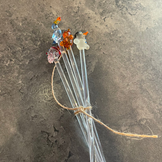 Set of 4 Glass Drink Stirrers