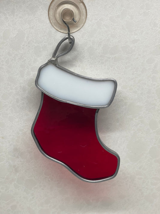 Stained Glass Christmas Stocking Sun-catcher