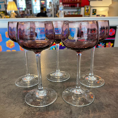 Set of 5 Amethyst Wine Glasses