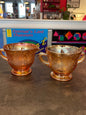 Marigold Carnival Glass Sugar and Creamer
