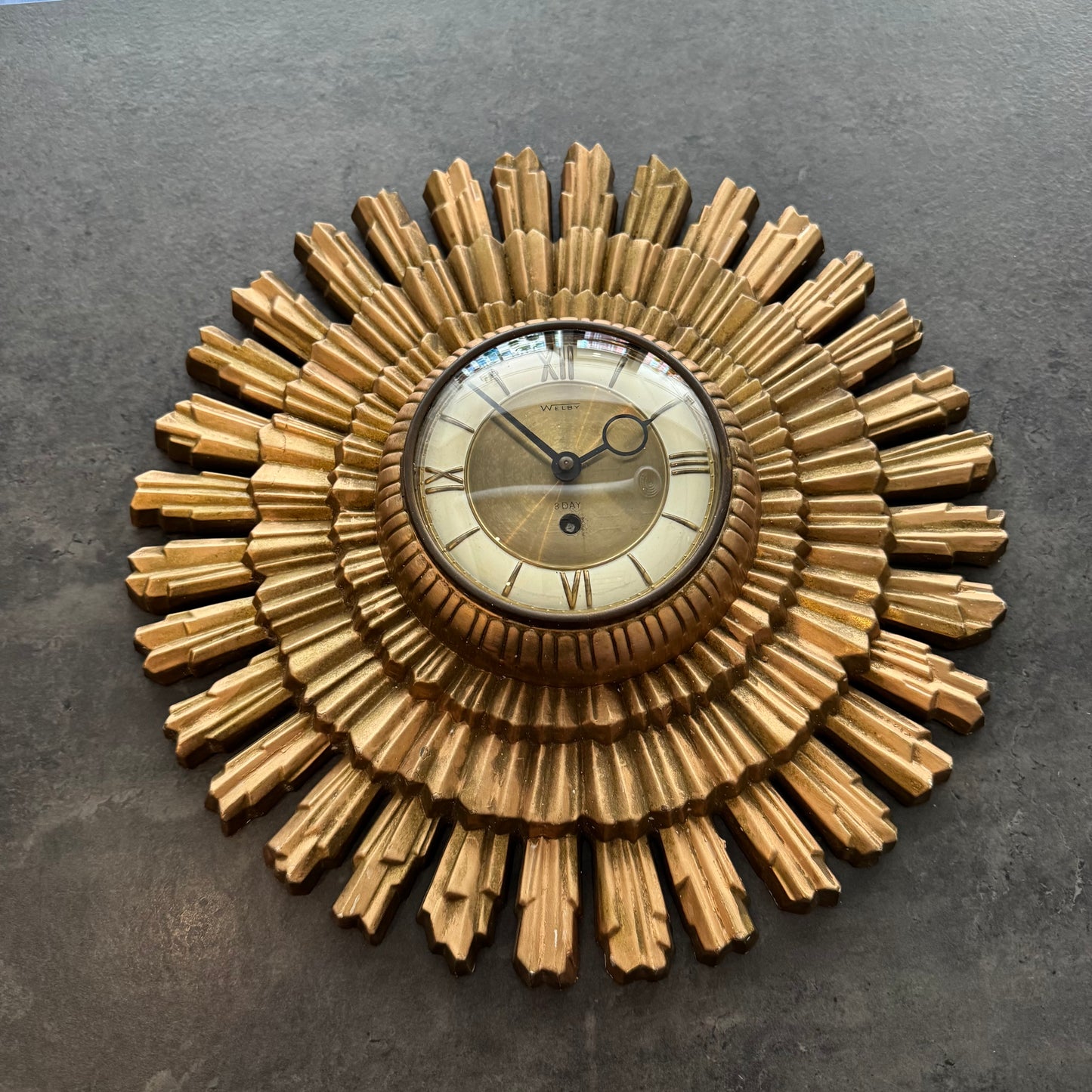 Vintage MCM Welby 8-Day Starburst Wall Clock (Untested)