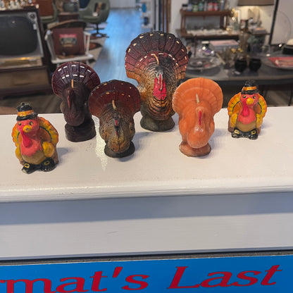 Set of 7 Gurley Thanksgiving Turkey Candles