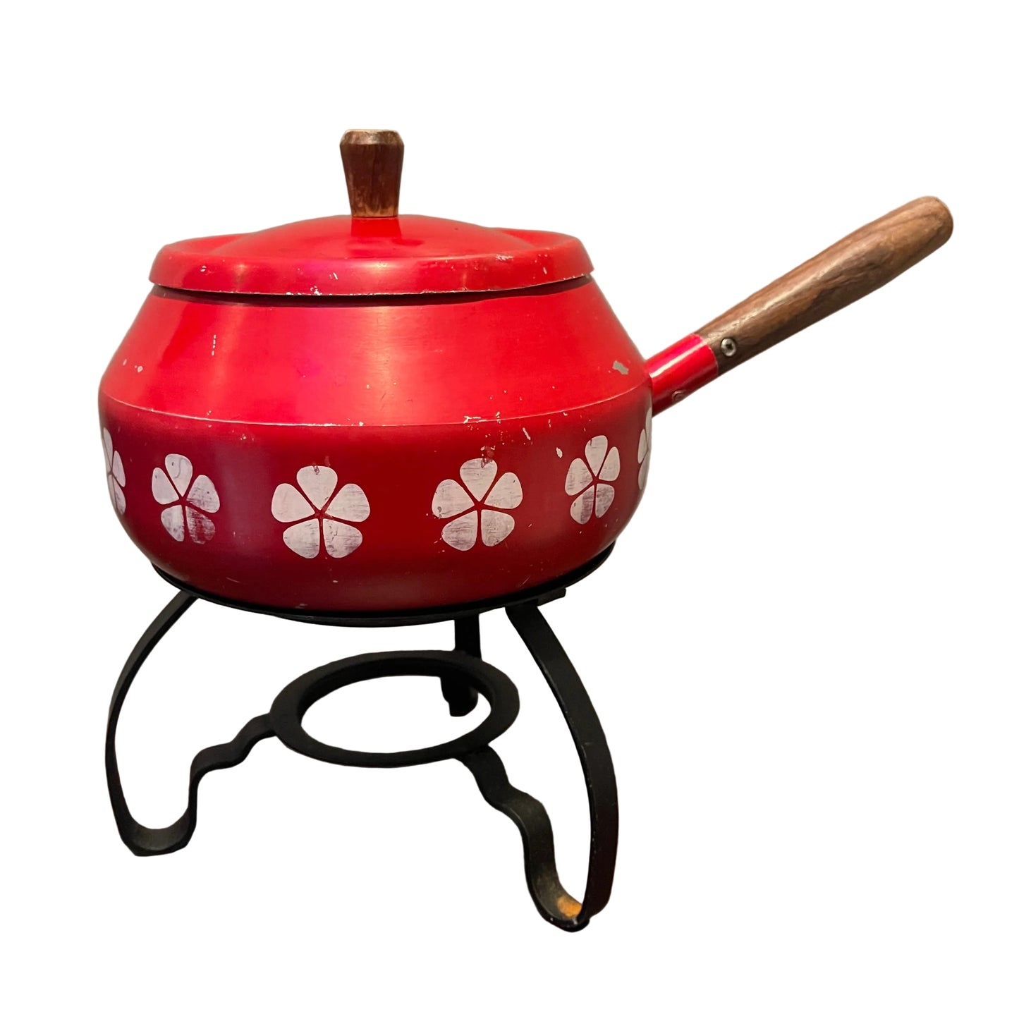 Mid Century Red Fondue Pot